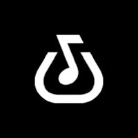 a white music note on a black background